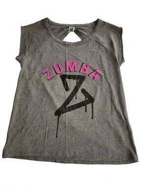 Zumba Wear Gray Muscle Tee with Open Back